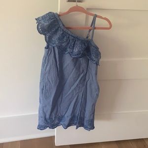 Vineyard vines eyelet chambray one shoulder dress